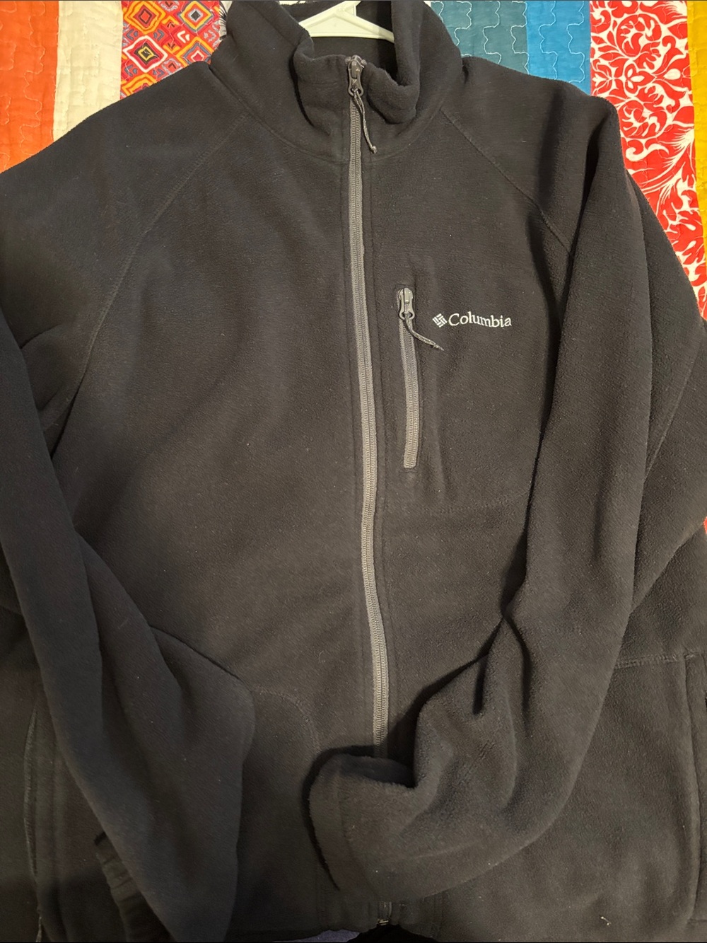 Columbia Men's Black Full-Zip Fleece Jacket with Chest Pocket